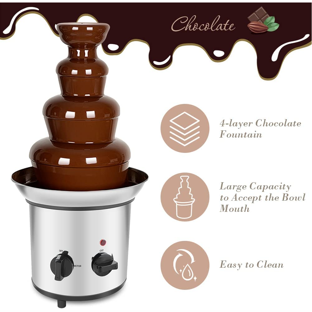 Fuente De Chocolate Fondue 4 Niveles En Acero Inoxidable